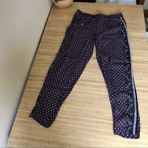 WHITE HOUSE BLACK MARKET Tapered Ankle Pants Purple Elastic Drawstring Size 8 - Picture 4 of 6